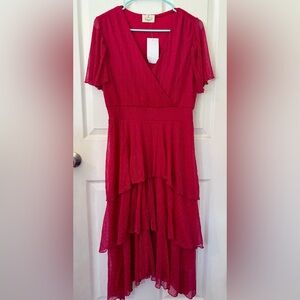 Red Sparkle Tiered Dress
